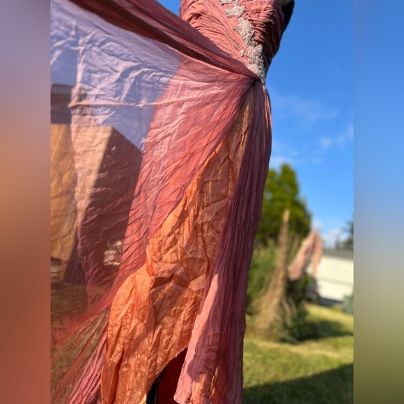 Vintage silk goddess dress coral - Picture 9 of 15